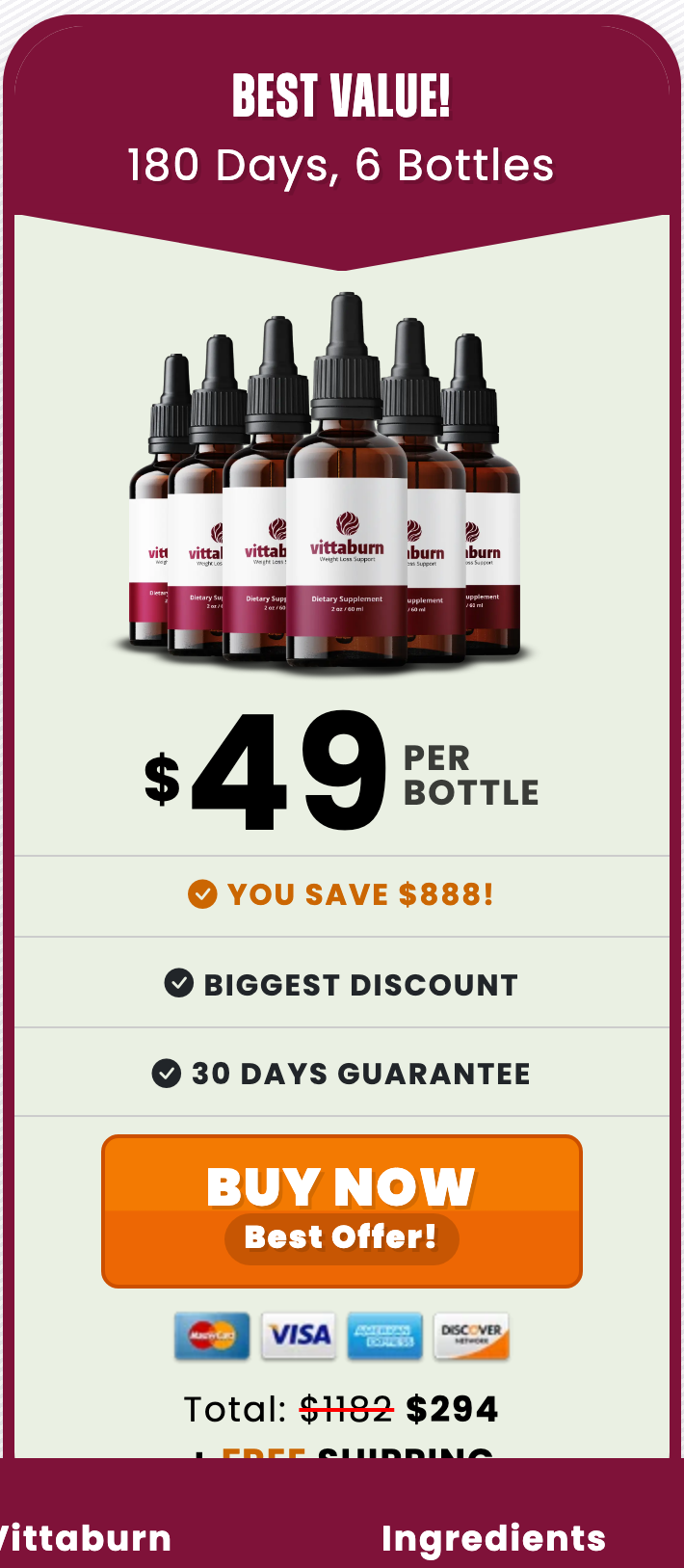 Vittaburn 180 day supply